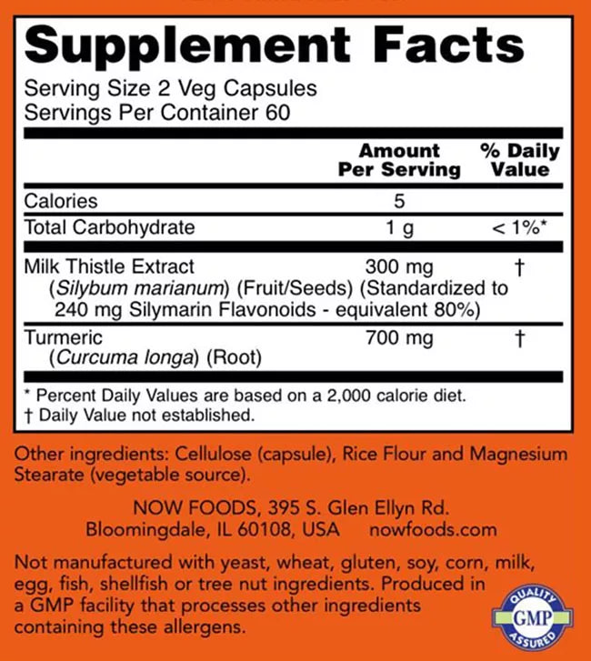 Now Foods Milk Thistle Extract 150 mg Silymarin (120 mg) (120 Veg Capsules)