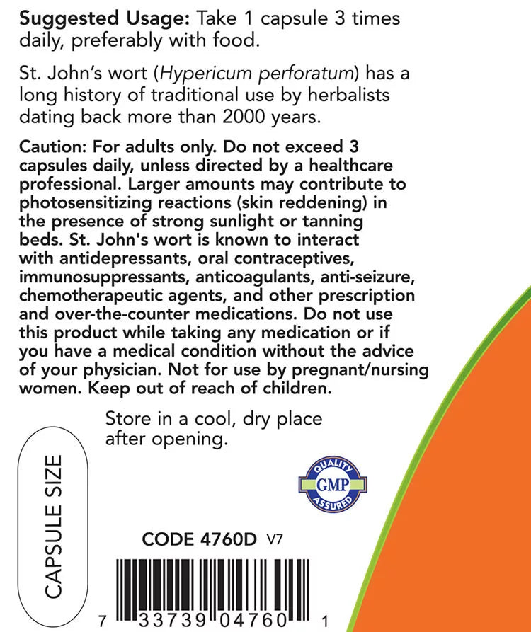 Now Foods St. John's Wort 300 mg (100 Veg Capsules)