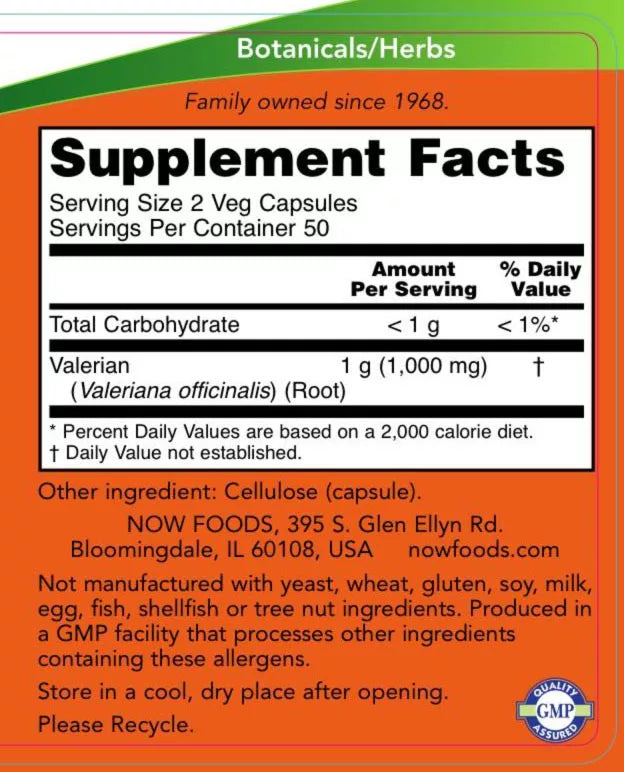 Now Foods Valerian Root 500 mg (100 Capsules)