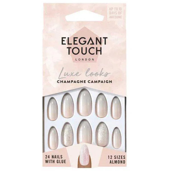 Elegant Touch Luxe Looks Nails With Glue Oval Limited Ed Tip Top 24 U