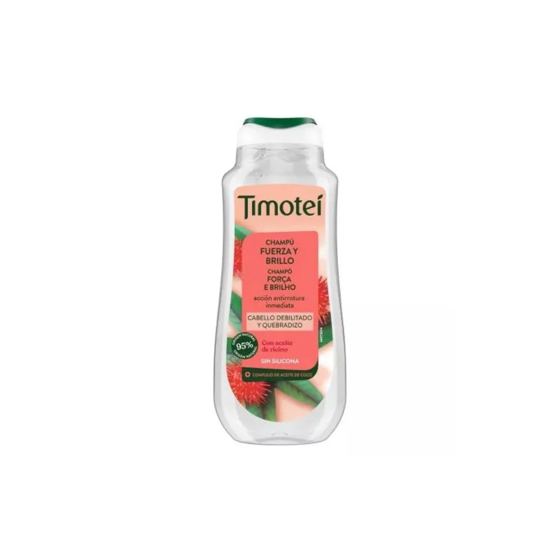 Timotei Champú Fuerza y Brillo Con Aceite De Ricino y Coco Para Cabello Débil y Quebradizo 300ml