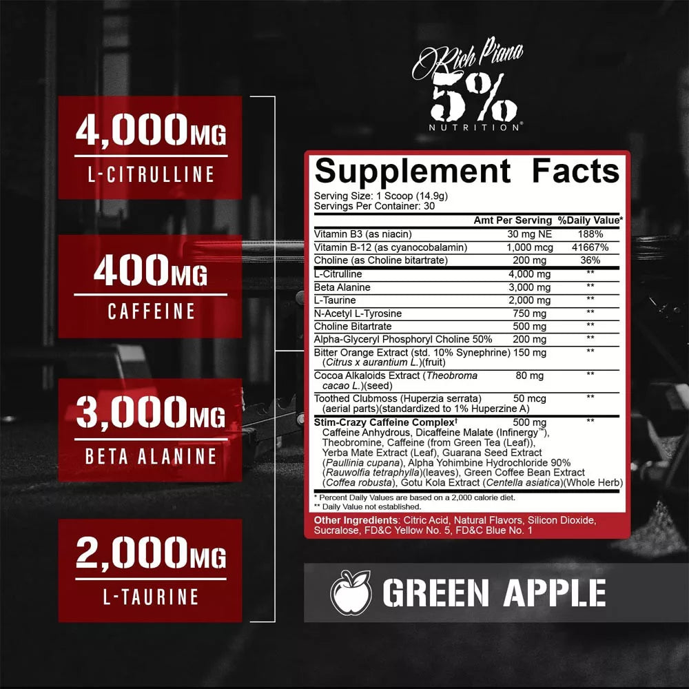 5% Nutrition 5150 High Stimulant Pre-workout: Legendary Series (447 g, Green Apple)