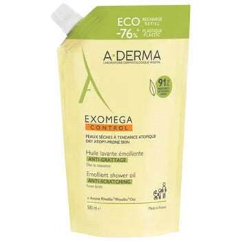 Exomega Control Emollient Shower Oil - Náhradní náplň do zvláčňujícího sprchového oleje pro suchou pokožku se sklonem k atopickému ekzému 500ml