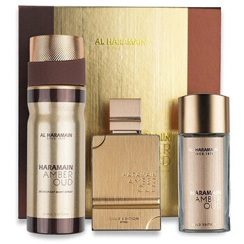 Amber Oud Gold Edition Extreme Gift Set Extrait de Parfum 75 ml, extrait de parfum 30 ml and body veil 250 ml 75ml