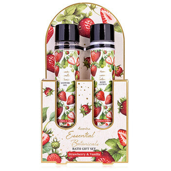 Strawberry & Vanilla Essential Botanicals Body Care Set - Dárková sada ve zkumavkách