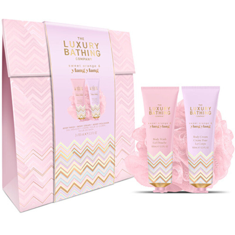 Orange &amp; Ylang Ylang Shower Set ( Pomeranč &amp; Ylang Ylang ) - Dárková sada péče o tělo s houbičkou