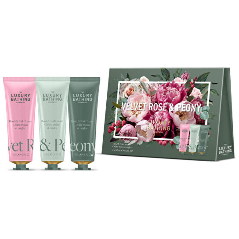 Rose &amp; Peony Hand Cream Set ( Růže &amp; Pivoňka ) - Dárková sada krémů na ruce ( 3 ks )
