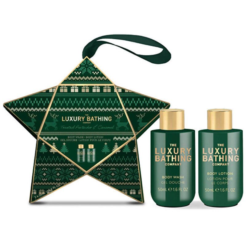 Luxury Bathing Star Set ( Pistácie &amp; Karamel ) - Dárková sada péče o tělo ve vánoční hvězdě ( 2 ks )