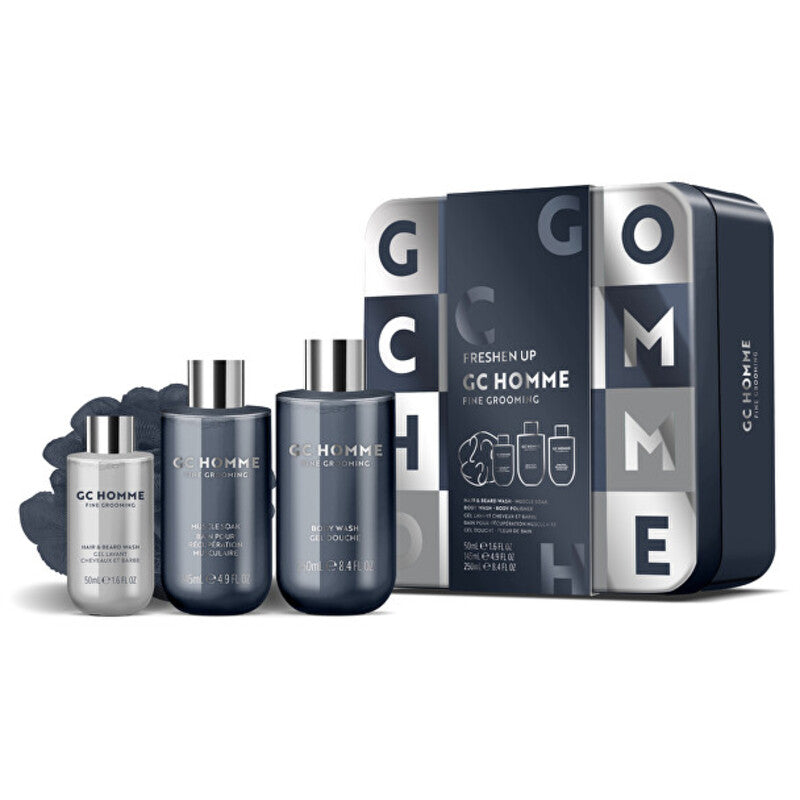 Homme Shower Care Set ( Černý pepř &amp; Mandarinka )- Dárková sada v plechové dóze ( 4 ks )