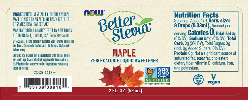Now Foods BetterStevia Liquid (59 ml, Maple)