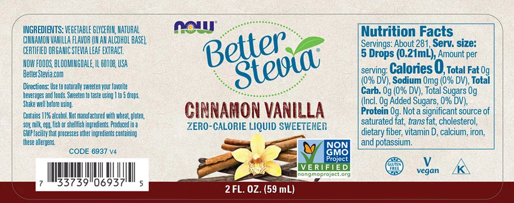 Now Foods BetterStevia Liquid (59 ml, Cinnamon Vanilla)