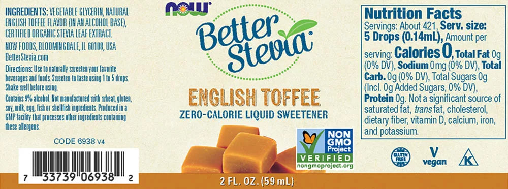 Now Foods BetterStevia Liquid (59 ml, English Toffee)