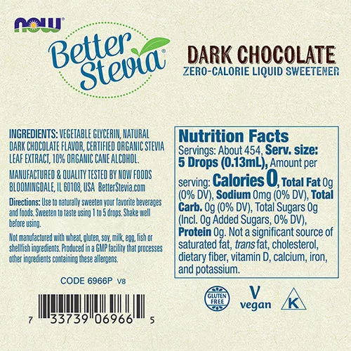 Now Foods BetterStevia Liquid (59 ml, Dark Chocolate)