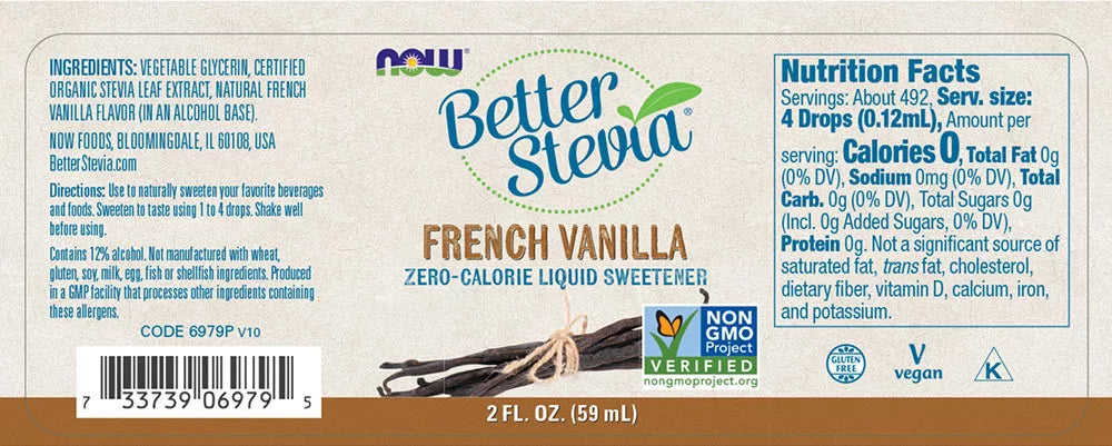 Now Foods BetterStevia Liquid (59 ml, French Vanilla)