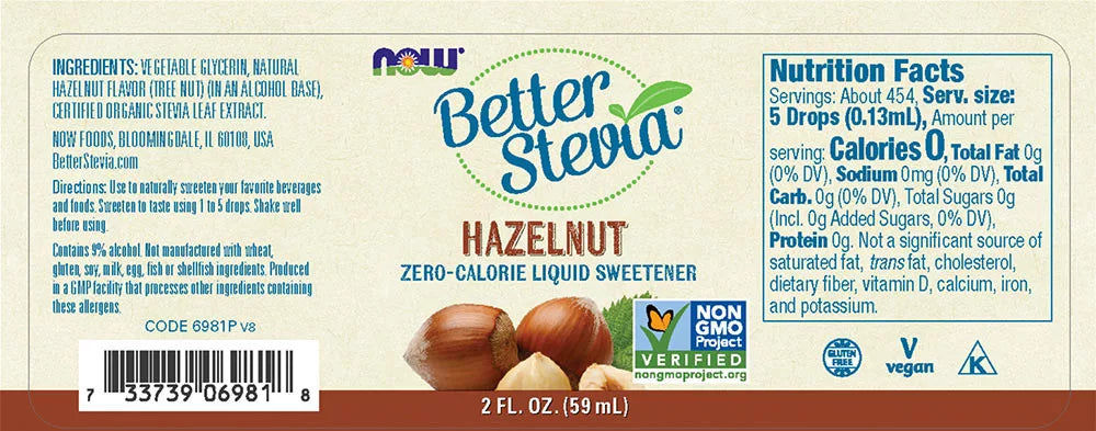 Now Foods BetterStevia Liquid (59 ml, Hazelnut)
