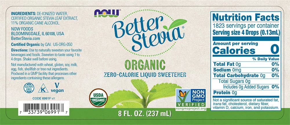 Now Foods BetterStevia Liquid (237 ml, Organic)