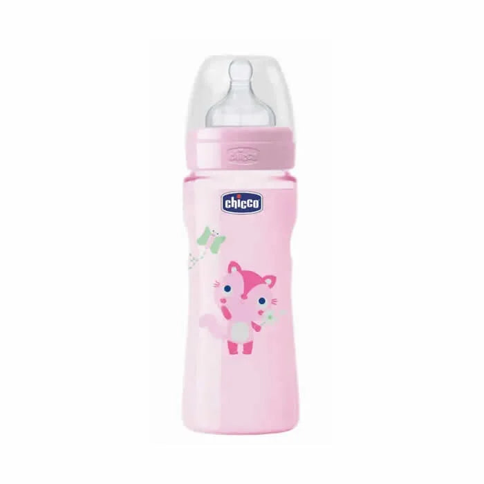 Chicco Well-Being Silicone Baby Bottle Fast Flux Rose 4m+ 330ml