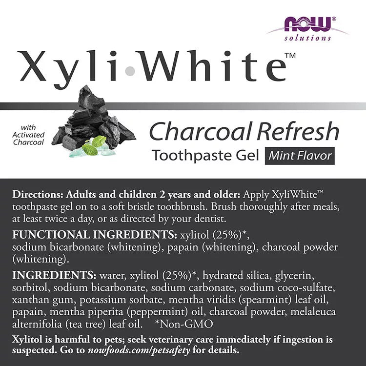 Now Foods XyliWhite Charcoal Refresh Toothpaste Gel (181 g, Mint)