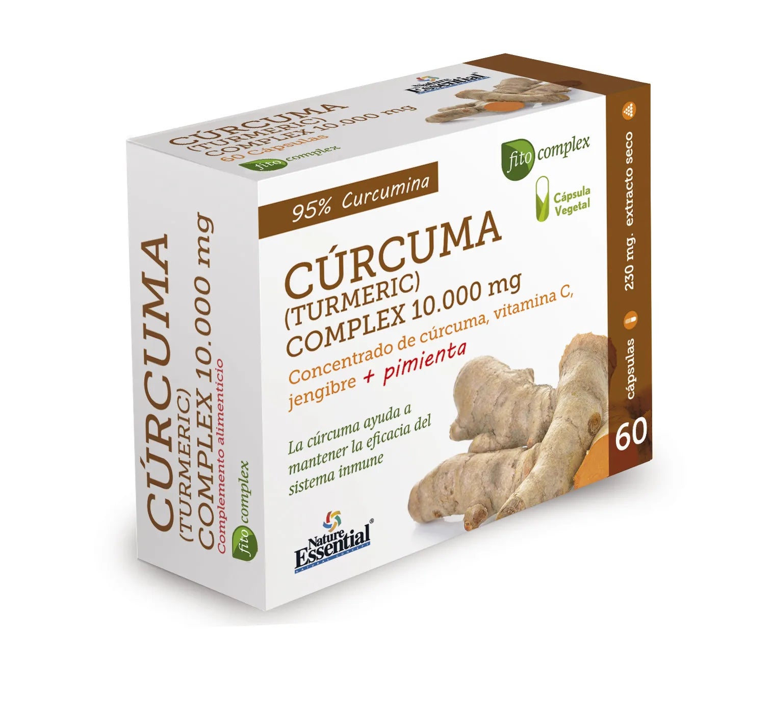 Nature Ess Curcuma 10,000 Mg Jengibre Pimienta C 60 Vcap