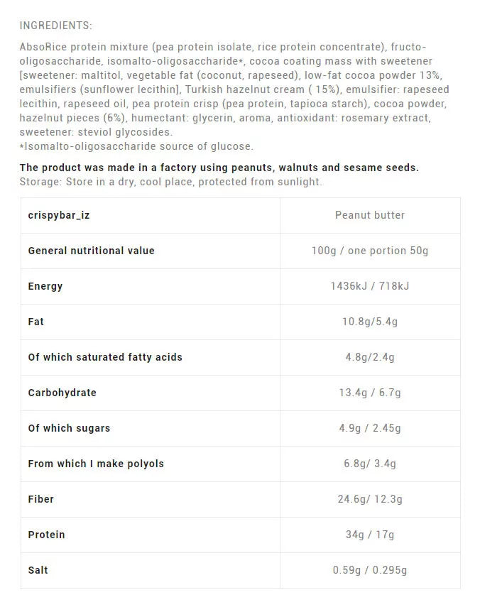 AbsoRICE Abso Crispy Bar - Vegan Protein Bar (50 g, Chocolate Hazelnut)