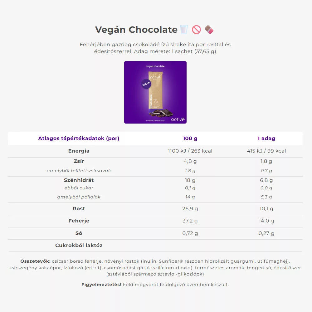Activé FiberShake Chocolate Vegan (7 sachets)