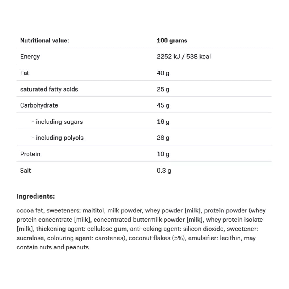ALLNUTRITION Fitking Delicious Chocolate (100 g, White Chocolate Coconut)