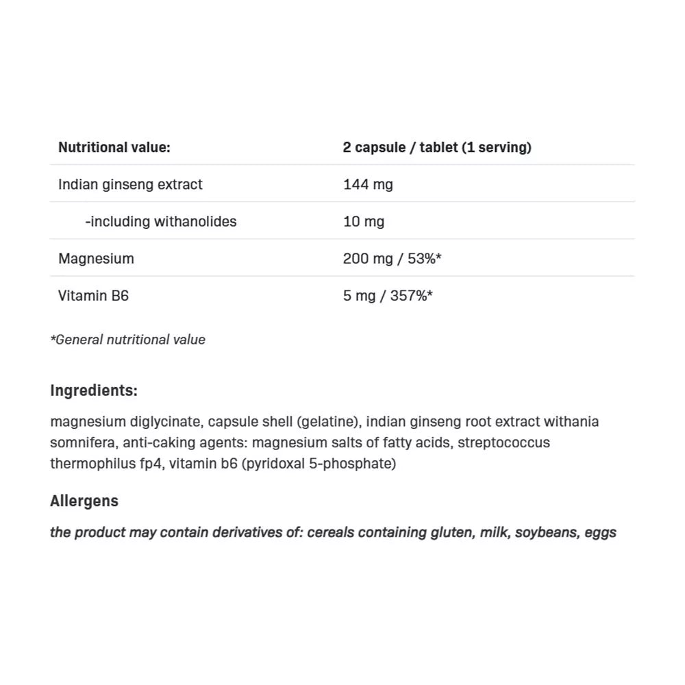 ALLNUTRITION Magnesium + Ashwagandha + Vitamin B6 (P-5-P) (100 Capsules)