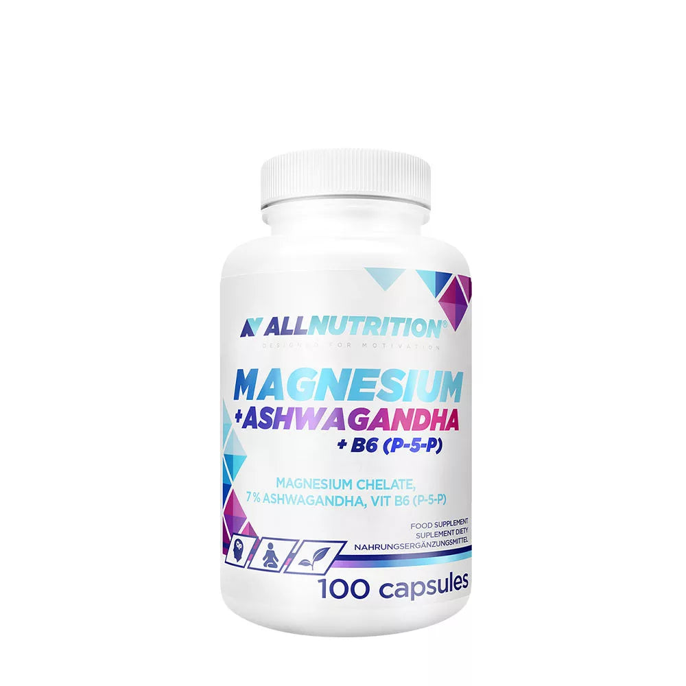 ALLNUTRITION Magnesium + Ashwagandha + Vitamin B6 (P-5-P) (100 Capsules)