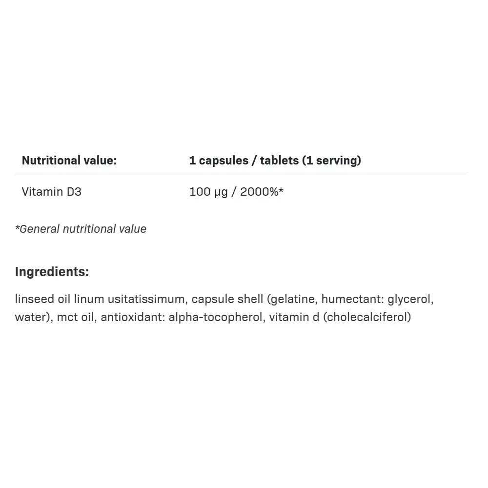 ALLNUTRITION Vit D3, 4000 IU (60 Capsules)