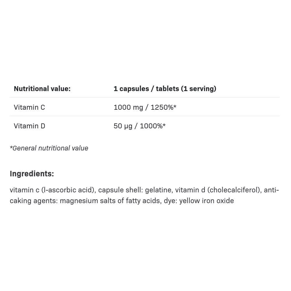 ALLNUTRITION Vitamin C 1000 + D3 (30 Capsules)