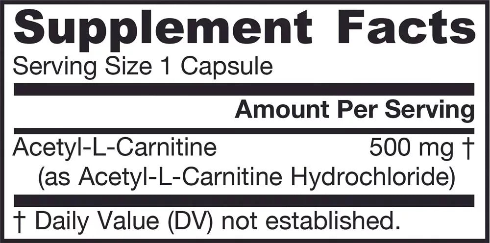 Jarrow Formulas Acetyl L-Carnitine 500 Mg (60 Veg Capsules)