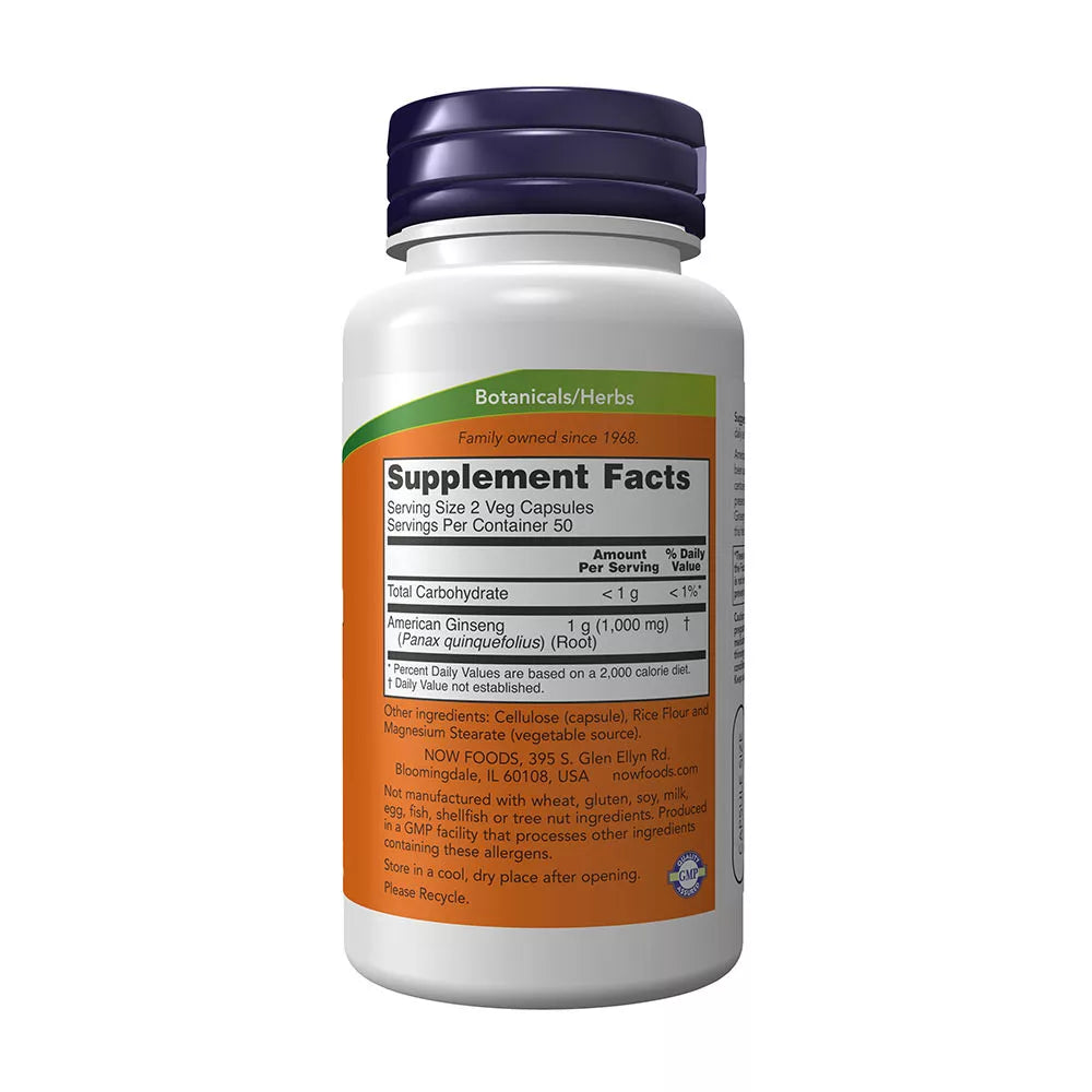 Now Foods American Ginseng 500 mg (100 Veg Capsules)