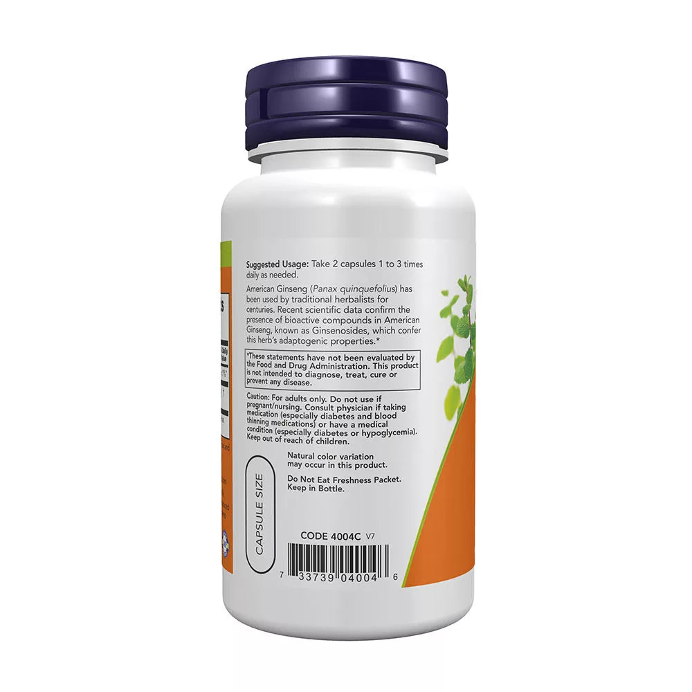 Now Foods American Ginseng 500 mg (100 Veg Capsules)