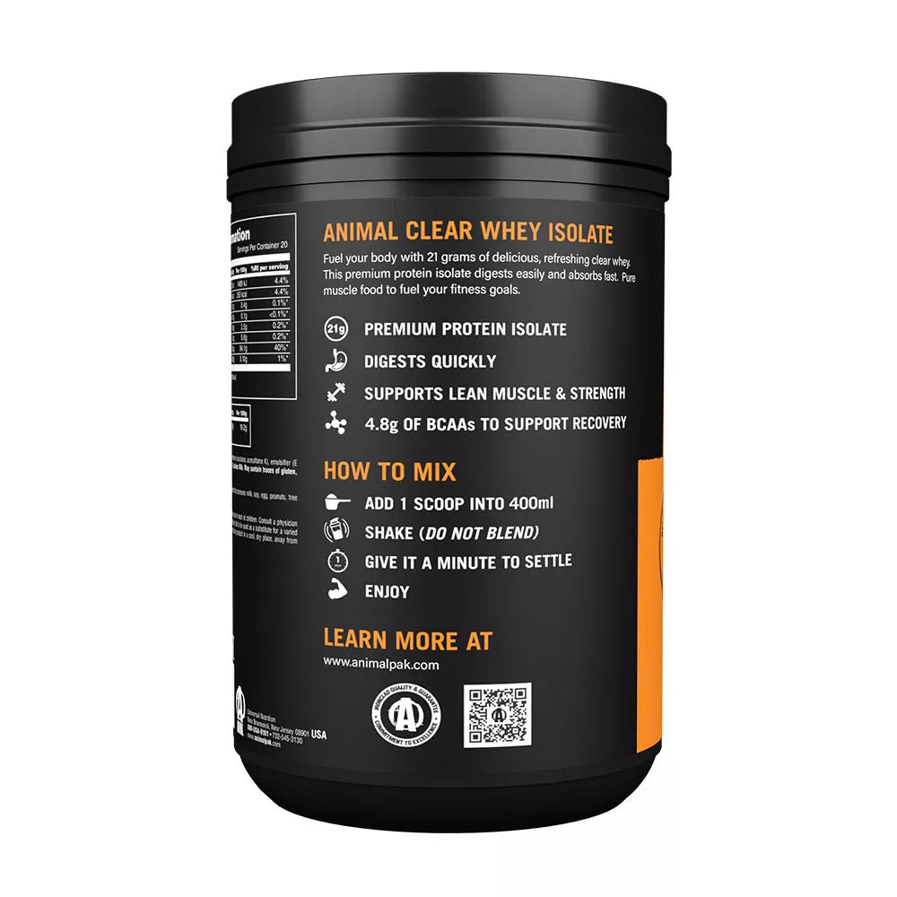 Universal Nutrition Animal Clear Whey Isolate (500 g, Orange Pineapple)