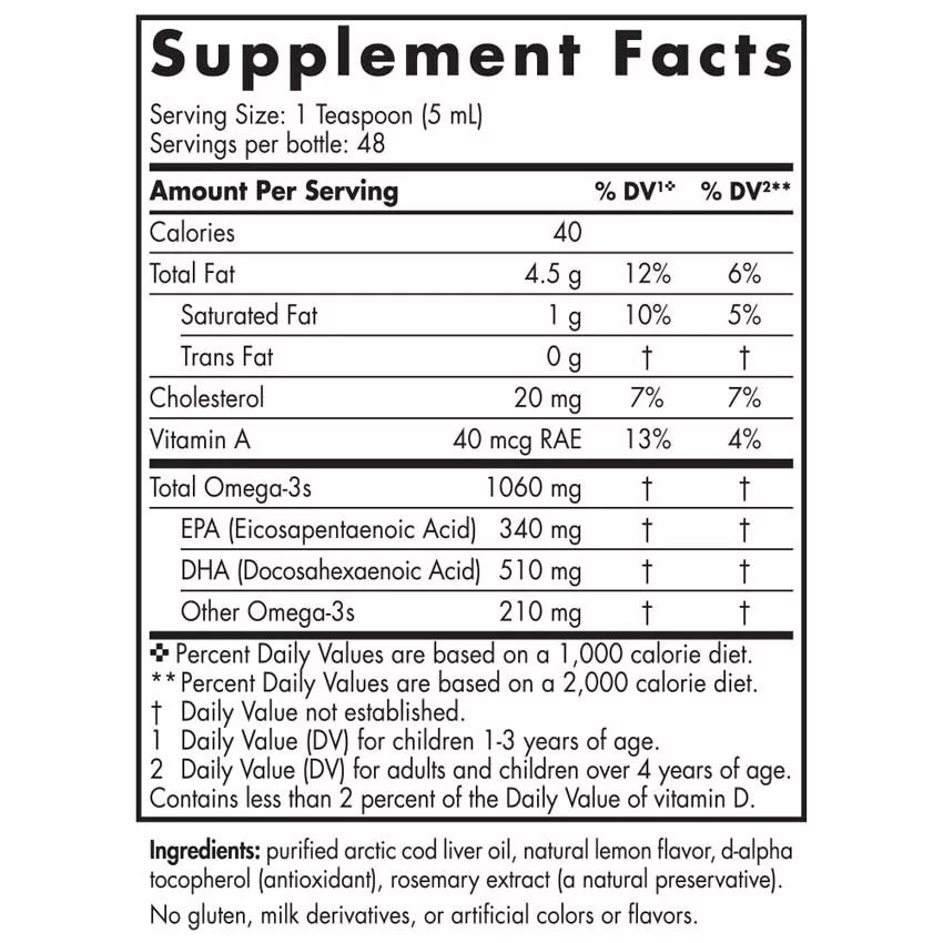 Nordic Naturals Arctic Cod Liver Oil 1060 mg (237 ml, Lemon)