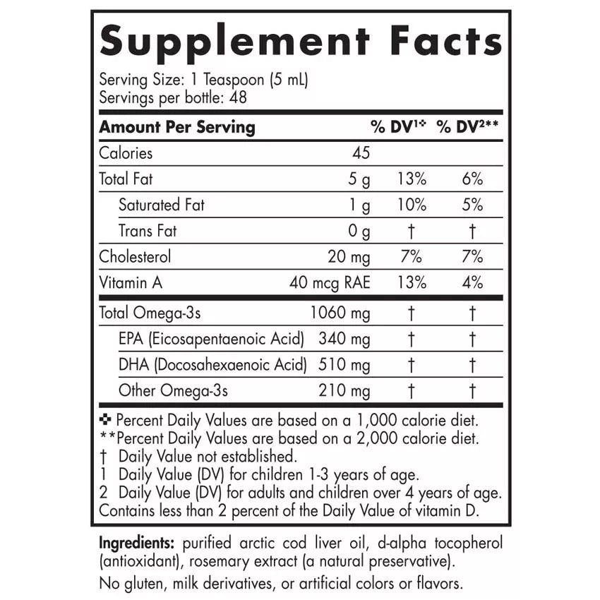 Nordic Naturals Arctic Cod Liver Oil 1060 mg (237 ml, Unflavored)