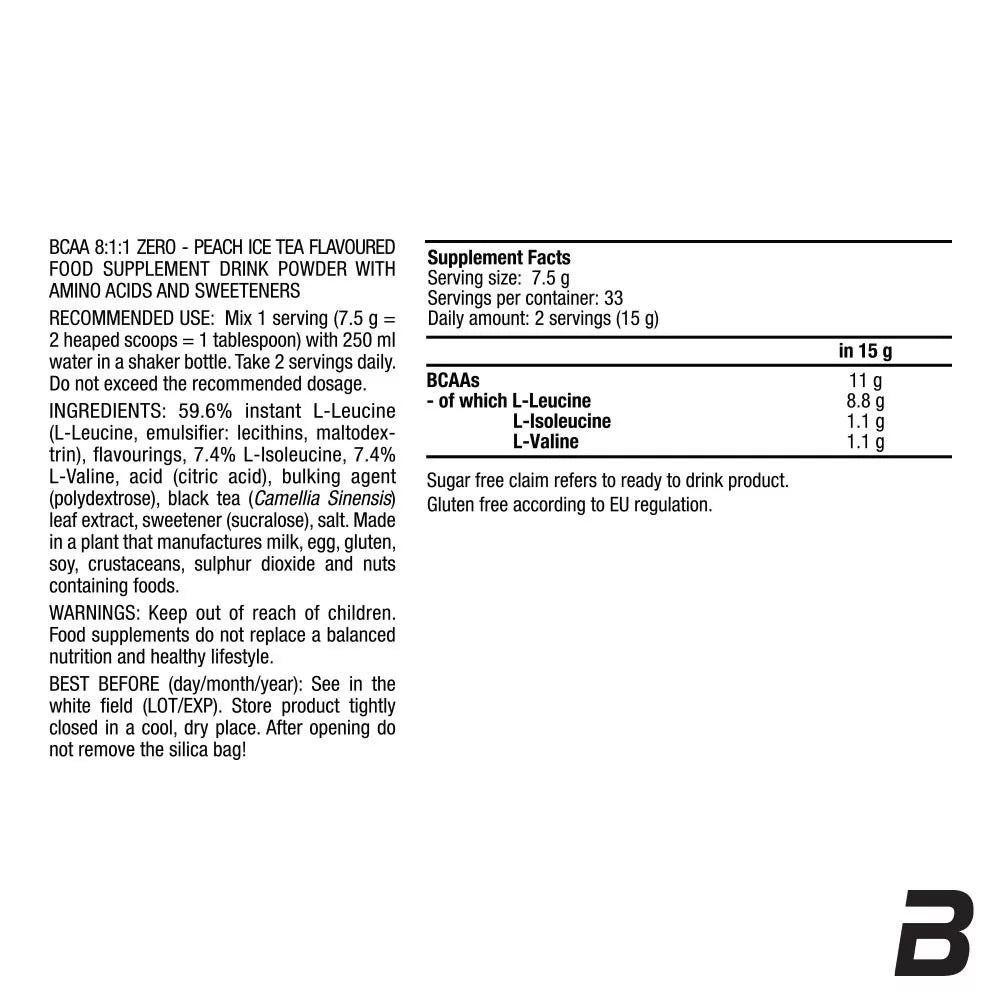 BioTechUSA BCAA 8:1:1 Zero (250 g, Peach Iced Tea)