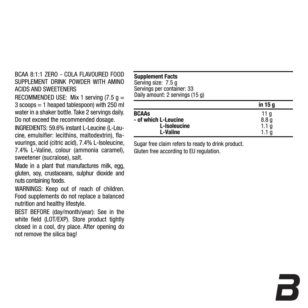 BioTechUSA BCAA 8:1:1 Zero (250 g, Cola)