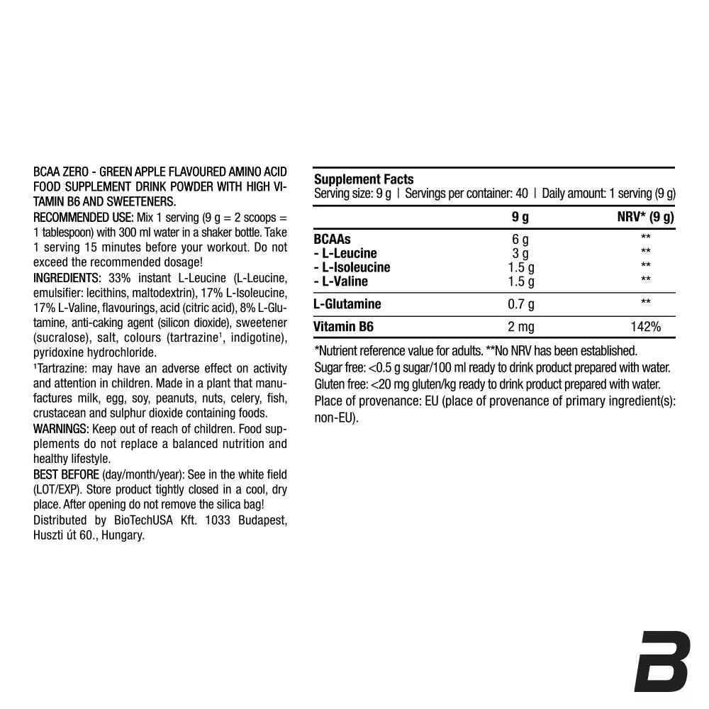 BioTechUSA BCAA Zero (360 g, Green Apple)