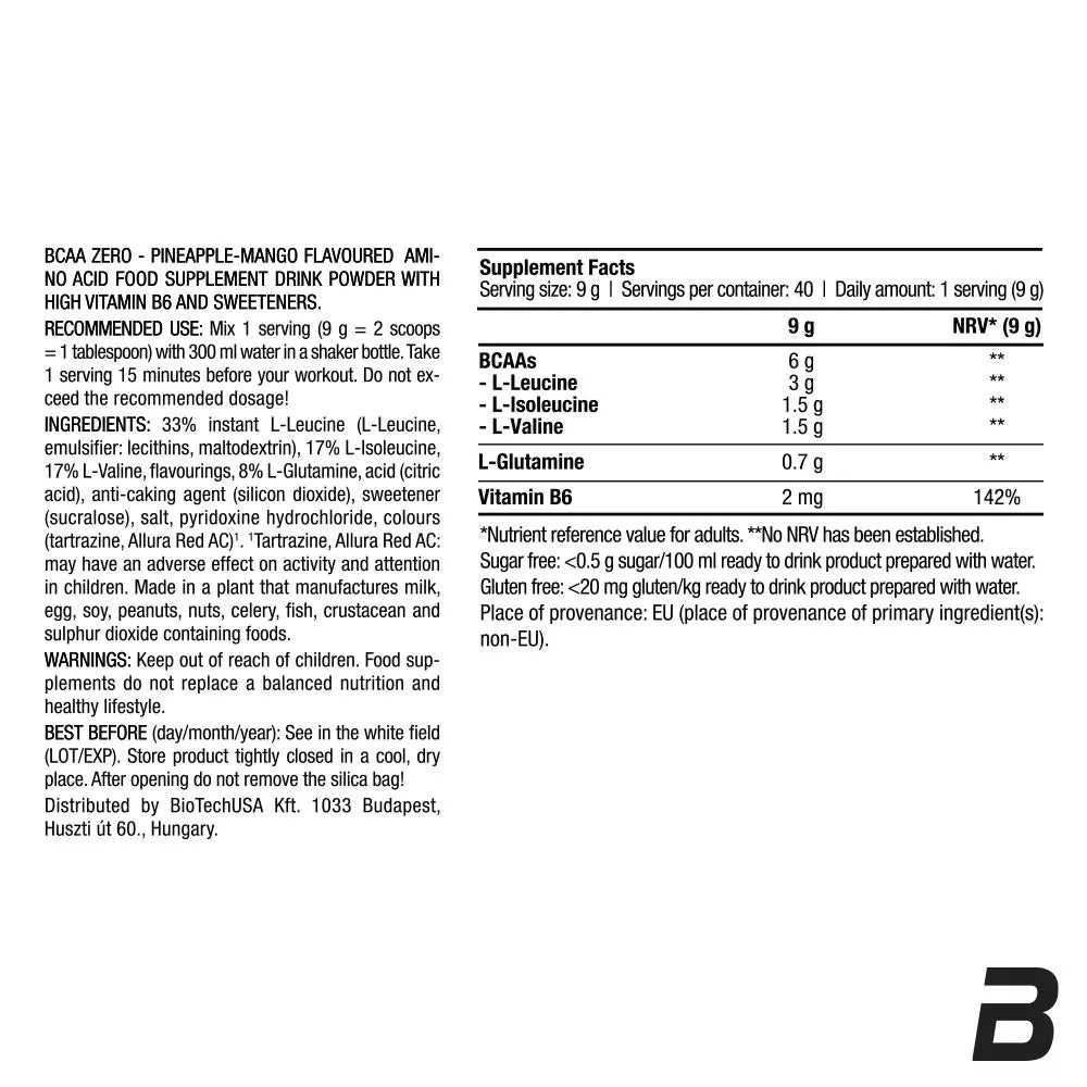 BioTechUSA BCAA Zero (360 g, Pineapple Mango)
