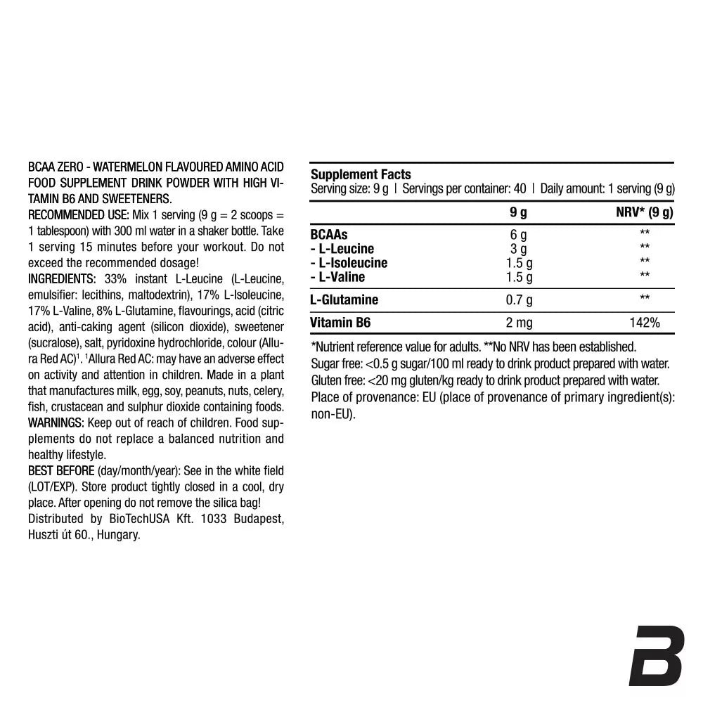 BioTechUSA BCAA Zero (360 g, Watermelon)