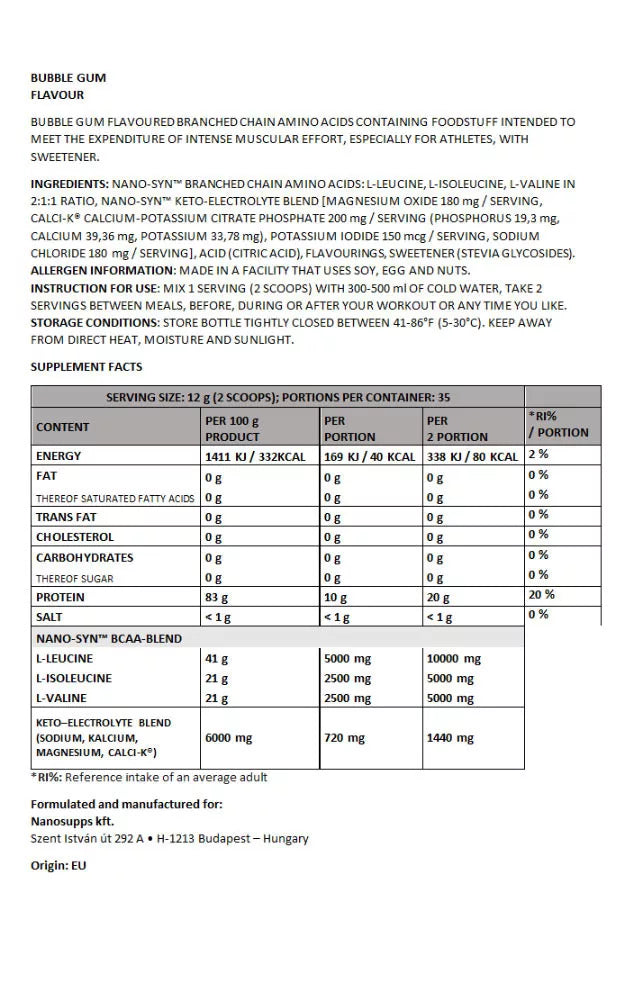 Nanosupps Amino Acid BCAA Nano (420 g, Watermelon Citrus)