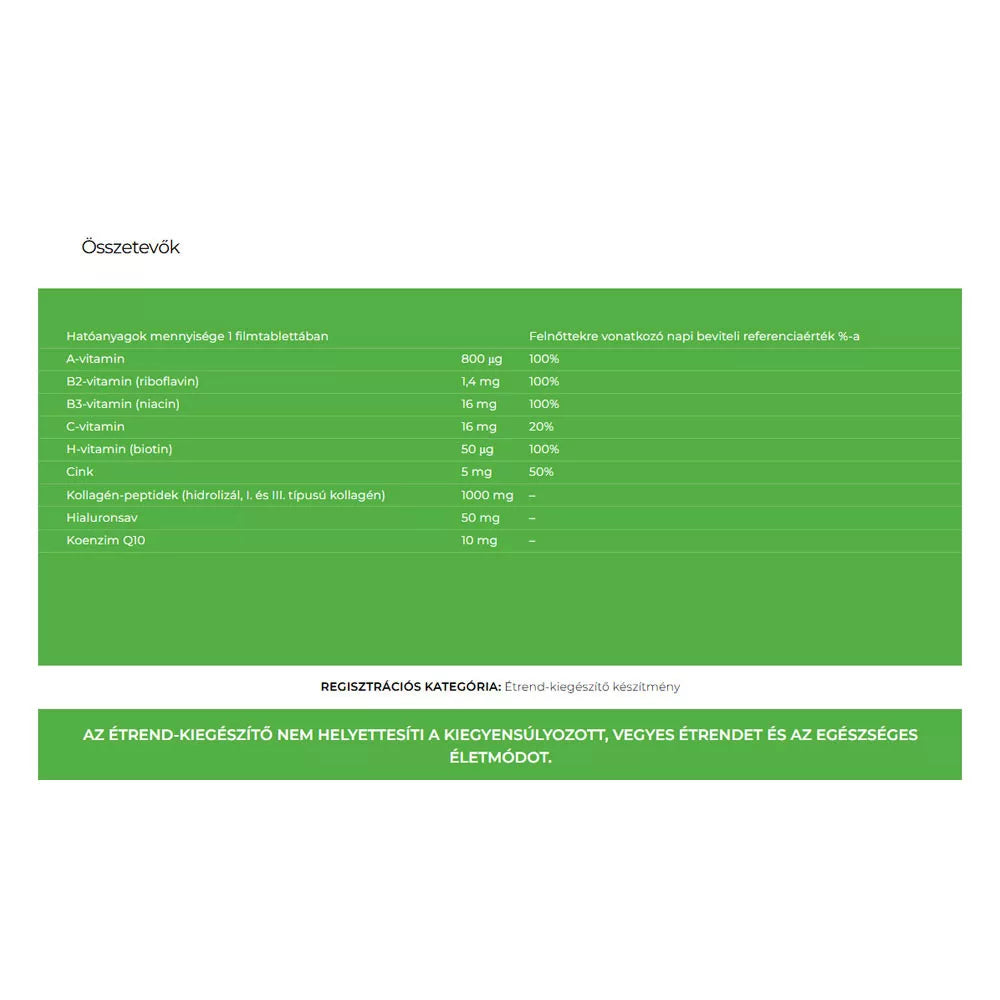 Béres Collagen and Hyaluronic Acid (30 Tablets)