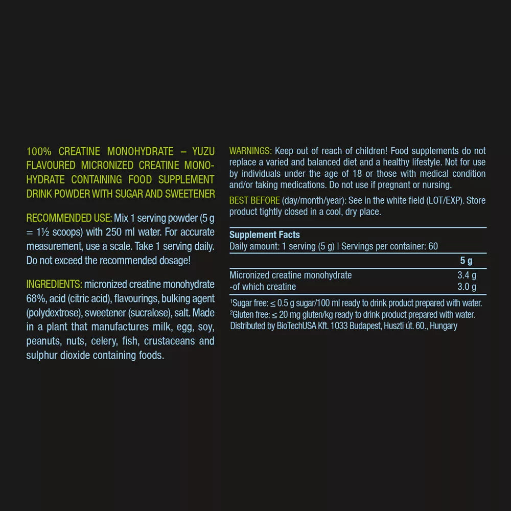 BioTechUSA 100% Creatine Monohydrate (300 g, Yuzu)