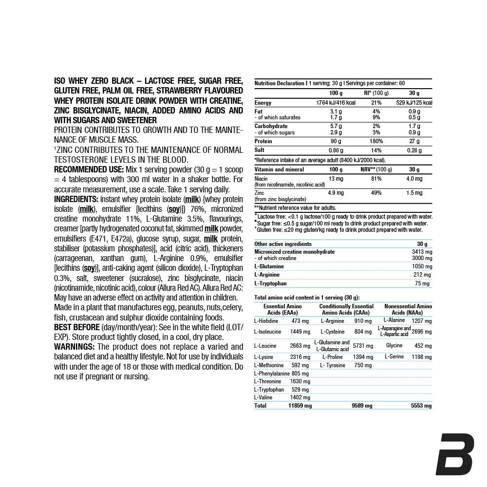 BioTechUSA Iso Whey Zero Black (1816 g, Strawberry Pouch)