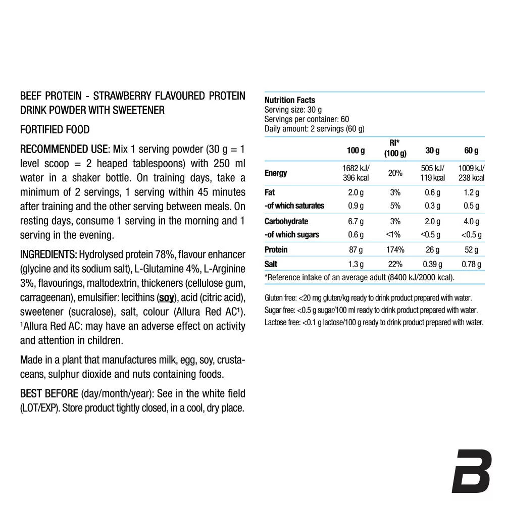 BioTechUSA Beef Protein (1816 g, Strawberry)