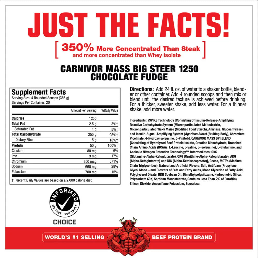 MuscleMeds Carnivor™ Mass Big Steer (6820 g, Chocolate Fudge)