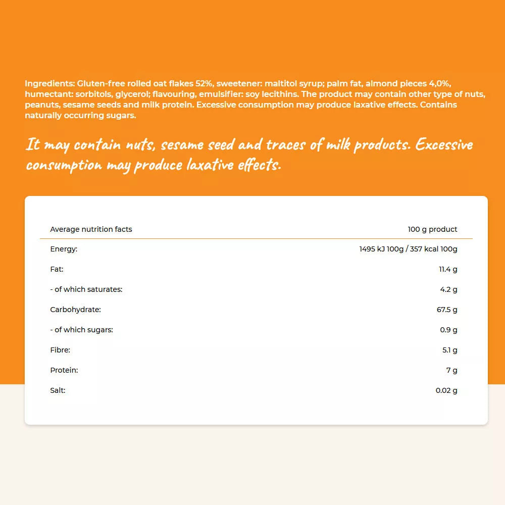 Cerbona Gluten Fee Caramel- Almond Flavour Oat Bar (40 g)