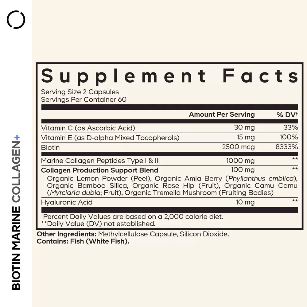Codeage Biotin Marine Collagen (120 Veg Capsules)