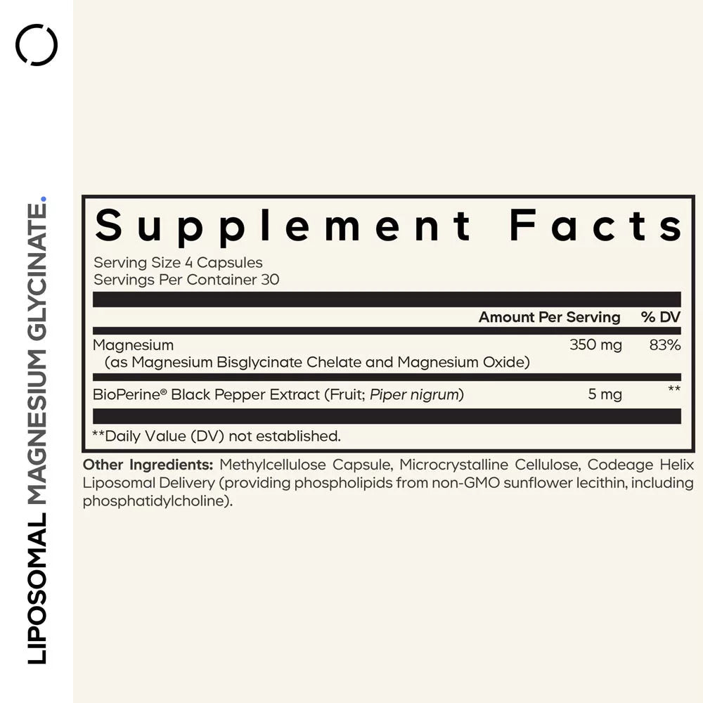 Codeage Liposomal Magnesium Glycinate Capsules (120 Veg Capsules)